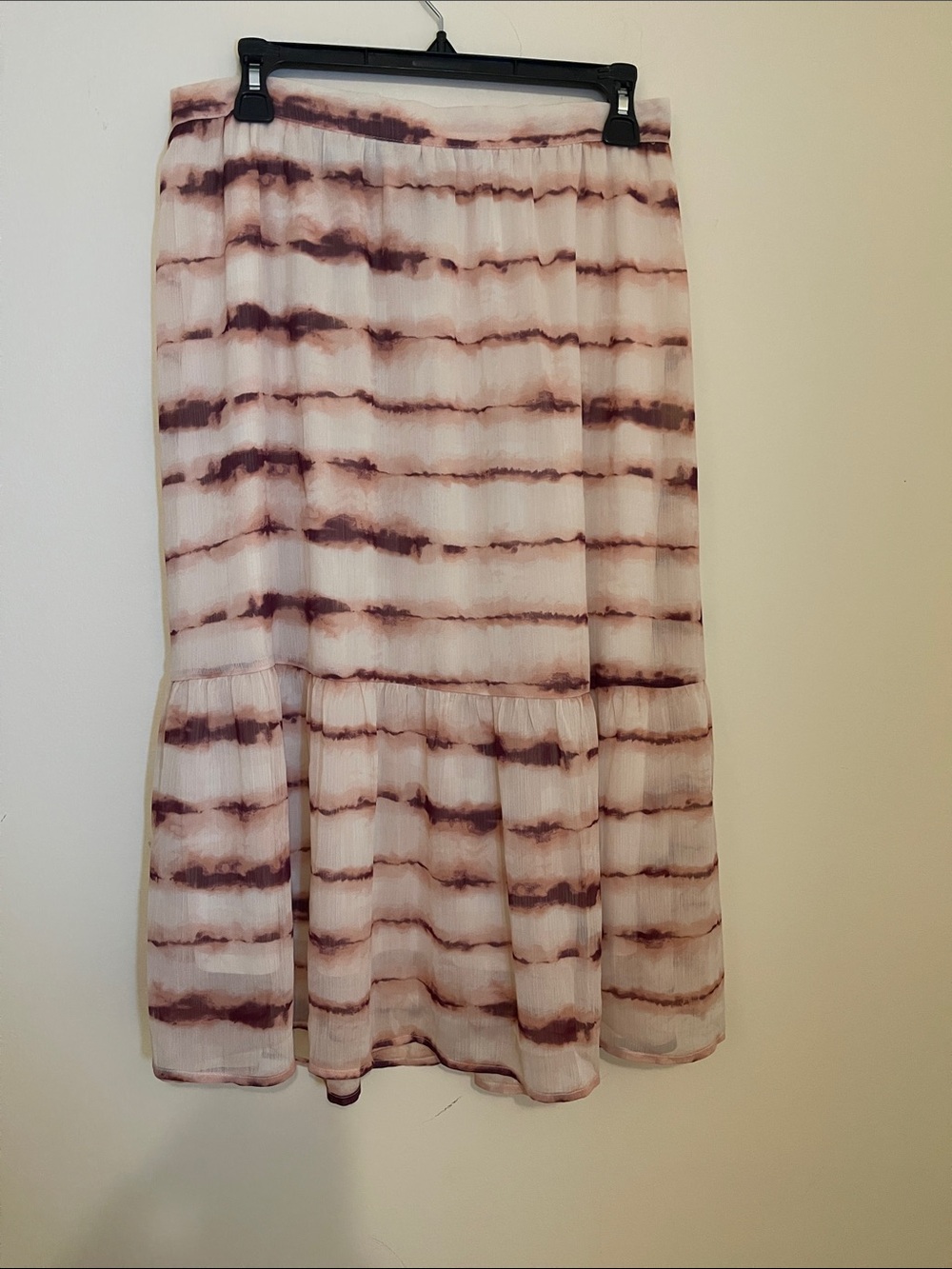 Banana Republic Blush and Mauve Striped Midi Skirt sheer size S